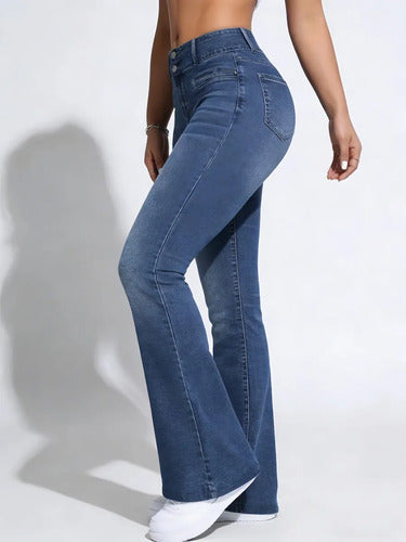 Calça Legging Flare Feminina Efeito Jeans