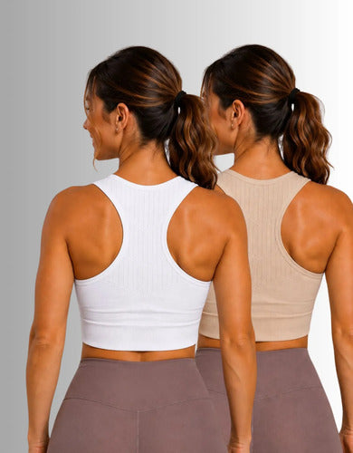 Kit 2 Top Esportivo Feminino Zíper Frontal Com Bojo Academia