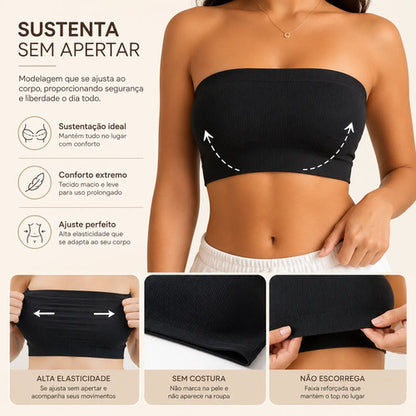 Kit 3 Sutiã Premium Tomara Que Caia Sem Costura Top Faixa