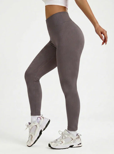 Calça Legging Canelada Feminina Academia Sem Costura Fitness