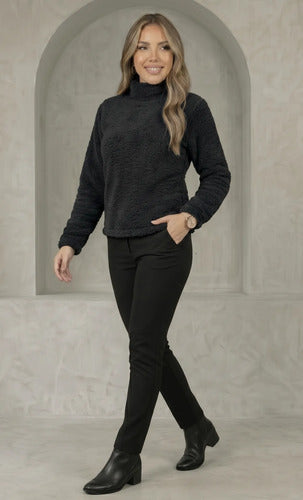 Blusa Feminina Cacharrel Casaco Teddy Gola Alta Inverno