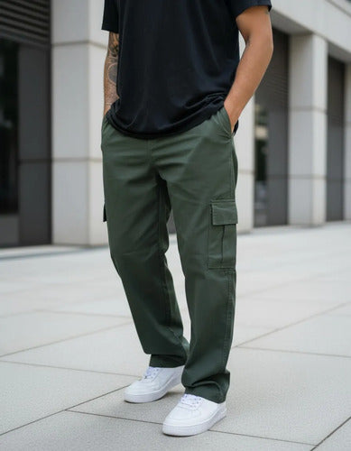 Calça Cargo Masculina Feminina Skate Larga Cordão Elástico