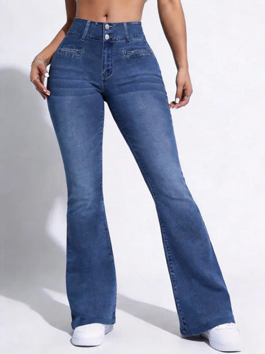 Calça Legging Flare Feminina Efeito Jeans