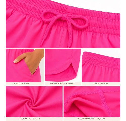 Kit 3 Short Feminino Tactel Academia Praia Piscina Verão