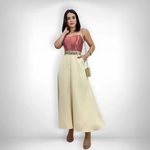 Cropped Corset Feminino Bico Acetinado Luxo Amarração Top