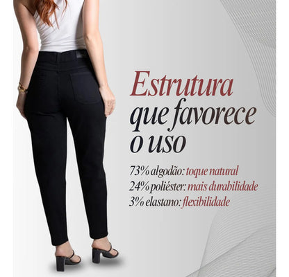 Calça Feminina Sarja Mom Sawary Jeans Cintura Alta Original