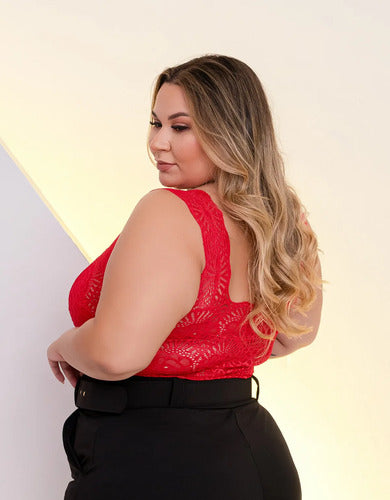 Top Cropped Plus Size Renda Sexy Tamanho Grande (lia)
