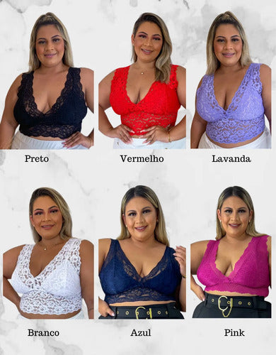 Top Cropped Plus Size Renda Sexy Tamanho Grande (lia)