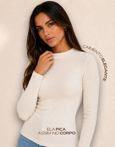 Blusa Térmica Flanelada Feminina Manga Longa Segunda Pele Be