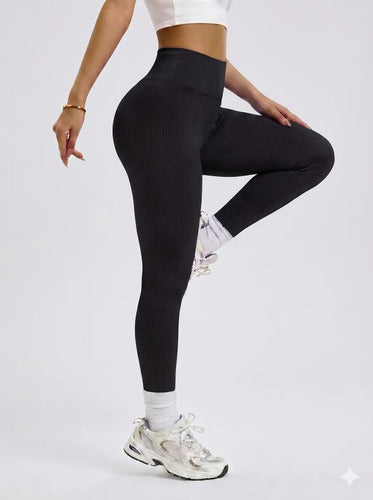 Calça Legging Canelada Feminina Academia Sem Costura Fitness