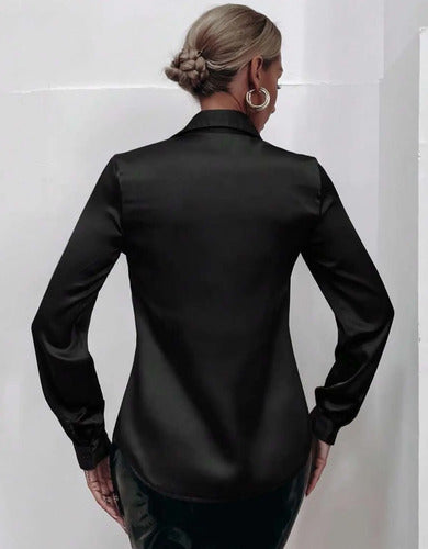 Camisa Camisete Social Feminina Seda Manga Longa Casual