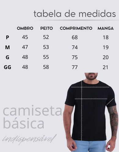 Camiseta Básica Masculina Algodão Slim Blusa Premium Lisa
