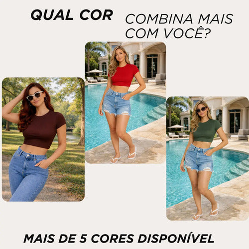 Cropped Feminino Blusinhas Curta Manga Baby Tee Suplex Full