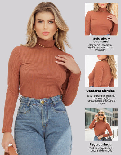Blusa Cacharrel Segunda Pele Gola Alta Confortável Casual