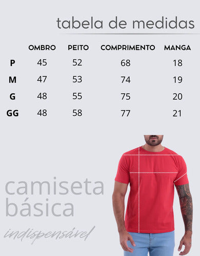 Camiseta Básica Masculina Algodão Slim Blusa Premium Lisa