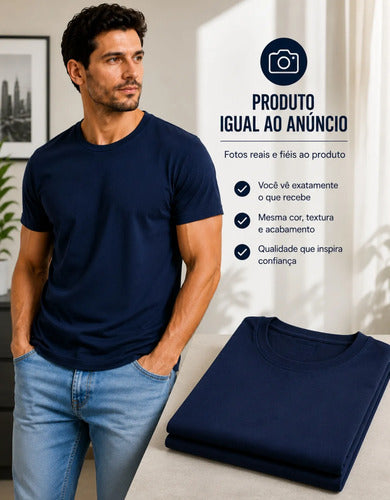 Camiseta Básica Masculina Algodão Slim Blusa Premium Lisa