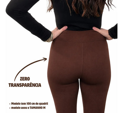 Calça Flare Flanelada Suplex Térmica Cintura Alta Grossa
