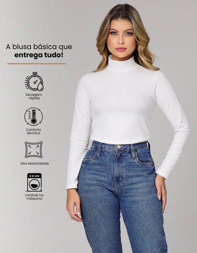 Blusa Cacharrel Segunda Pele Gola Alta Confortável Casual