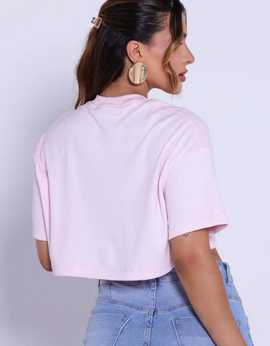 Cropped Feminino Oversized T-shirt Feita Com Malha Suedine