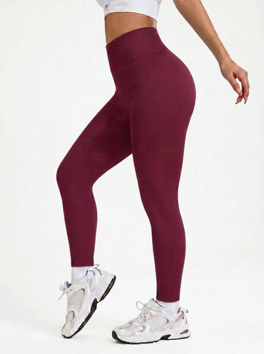 Calça Legging Canelada Feminina Academia Sem Costura Fitness