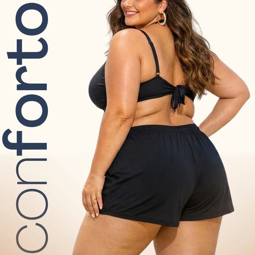 Short Feminino Soltinho Plus Size Saída De Praia Elastano