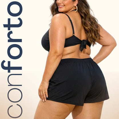 Short Feminino Soltinho Plus Size Saída De Praia Elastano