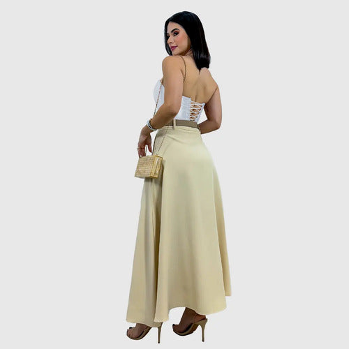Cropped Corset Feminino Bico Acetinado Luxo Amarração Top