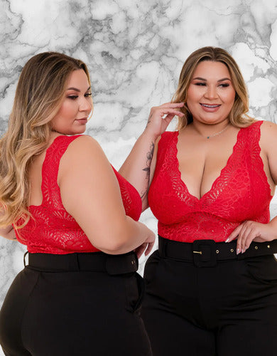 Top Cropped Plus Size Renda Sexy Tamanho Grande (lia)