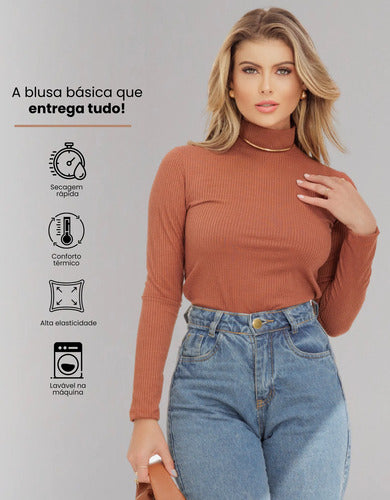 Blusa Cacharrel Segunda Pele Gola Alta Confortável Casual
