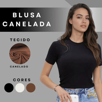 Kit 4 Blusas Feminina Ribana Canelado Estilosa Básica Casual