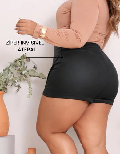 Short Saia Plus Size Cintura Alta Alfaiataria Premium Atual