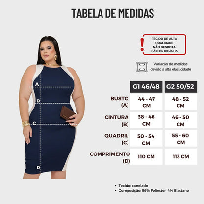 Vestido Midi Plus Canelado Premium Regata Casual Modelador