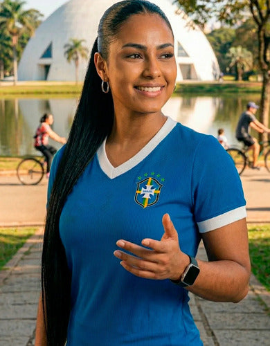 Camiseta Baby Look Blusa Feminina Manga Curta Brasil Seleção