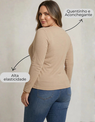 Blusa Térmica Segunda Pele Feminina Flanelada Plus Size Frio