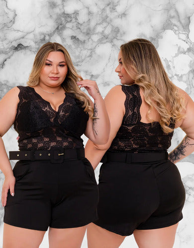 Top Cropped Plus Size Renda Sexy Tamanho Grande (lia)