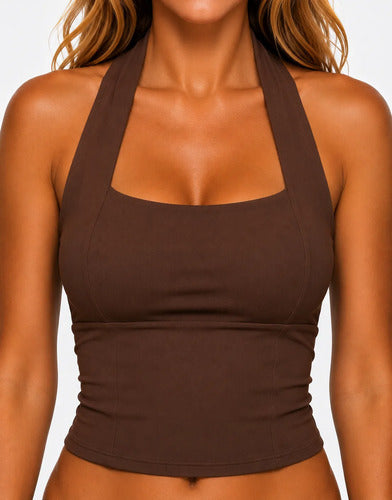Cropped Halter Decote Gringa Frente Única Blusa Feminina