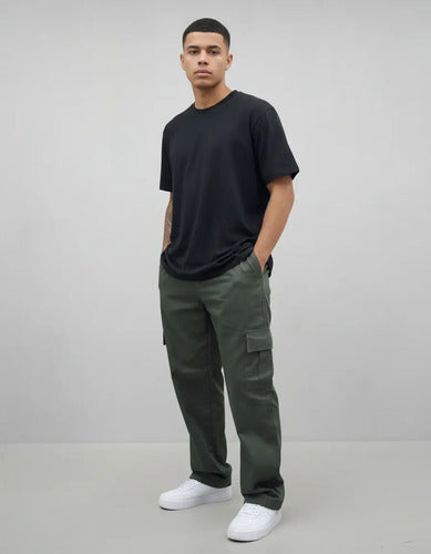 Calça Cargo Masculina Feminina Skate Larga Cordão Elástico