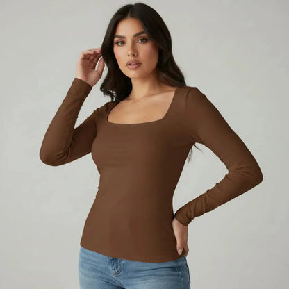 Kit 3 Blusa Manga Longa Inverno Decote Gola Quadrada