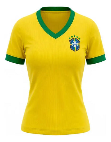 Camiseta Baby Look Blusa Feminina Manga Curta Brasil Seleção