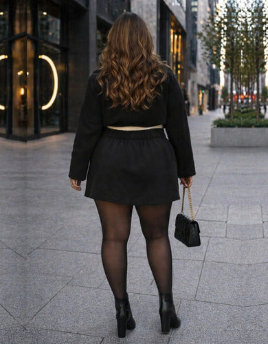 Short Saia Alfaiataria Plus Size Feminino Fenda Inverno