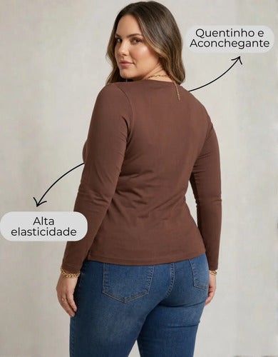 Blusa Térmica Segunda Pele Feminina Flanelada Plus Size Frio