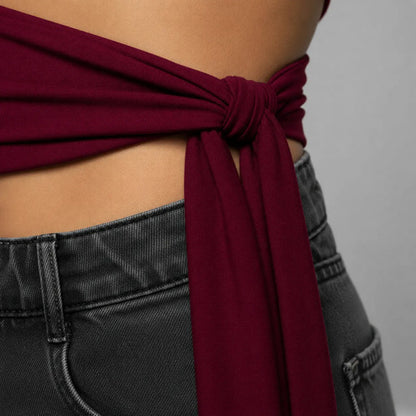 Cropped Manga Longa Feminino Amarração Cintura Moda Gringa