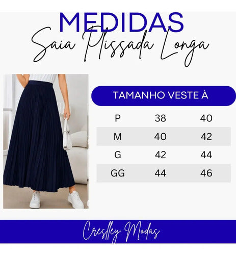 Saia Longa Feminina Plissada Cintura Alta Moda Evangélica