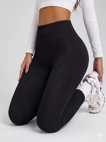 Calça Legging Canelada Feminina Academia Sem Costura Fitness