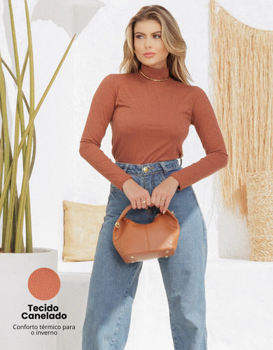 Blusa Cacharrel Segunda Pele Gola Alta Confortável Casual