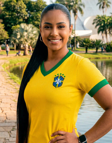 Camiseta Baby Look Blusa Feminina Manga Curta Brasil Seleção