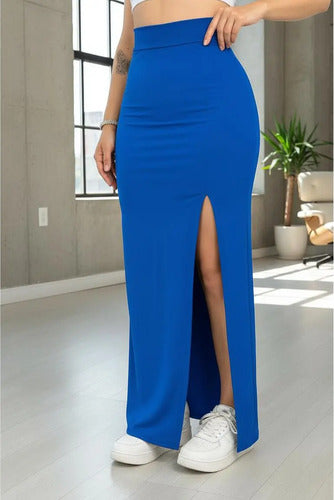 Saia Midi De Cintura Alta Longa Com Fenda Lateral Sensual