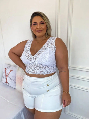 Top Cropped Plus Size Renda Sexy Tamanho Grande (lia)