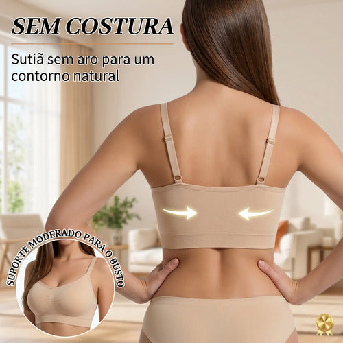 Kit 3 Top Sutiã Sem Costura Com Alça Ajustável Sensual Macio