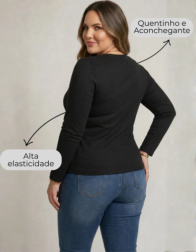 Blusa Térmica Segunda Pele Feminina Flanelada Plus Size Frio